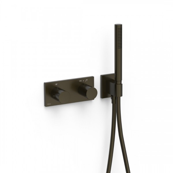 Tres B-System zestaw prysznicowy termostatyczny podtynkowy czarny brąz 30735201KMB