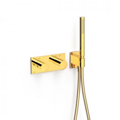 Tres B-System zestaw prysznicowy termostatyczny podtynkowy złoty połysk 30735201OR