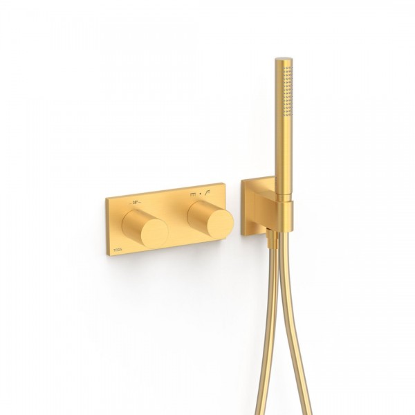 Tres B-System zestaw prysznicowy termostatyczny podtynkowy złoty mat 30735201OM
