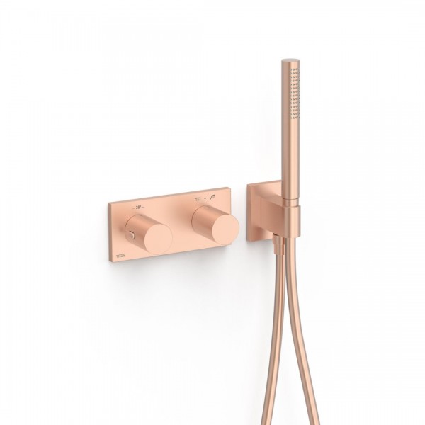 Tres B-System zestaw prysznicowy termostatyczny podtynkowy złoto różowe mat 30735201OPM