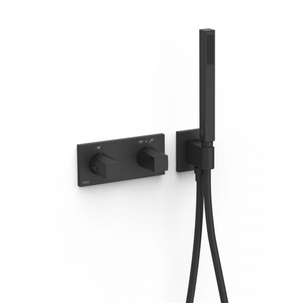 Tres B-System zestaw prysznicowy termostatyczny podtynkowy czarny mat 30725201NM