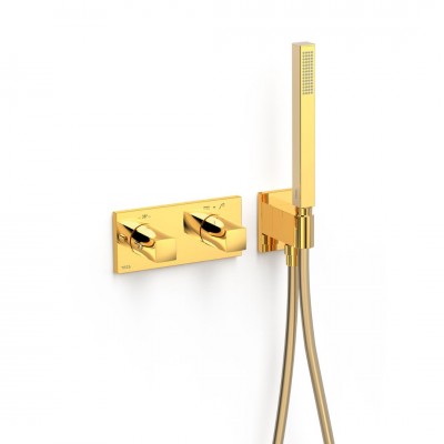 Tres B-System zestaw prysznicowy termostatyczny podtynkowy złoty połysk 30725201OR