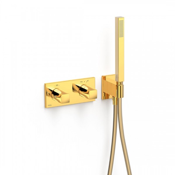Tres B-System zestaw prysznicowy termostatyczny podtynkowy złoty połysk 30725201OR