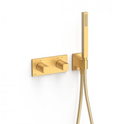 Tres B-System zestaw prysznicowy termostatyczny podtynkowy złoty mat 30725201OM