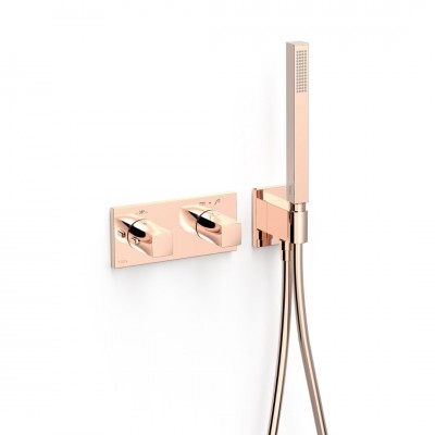 Tres B-System zestaw prysznicowy termostatyczny podtynkowy złoto różowe 30725201OP