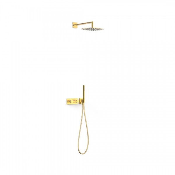 Tres B-System zestaw prysznicowy termostatyczny podtynkowy deszczownica 30 cm złoty połysk 30735204OR