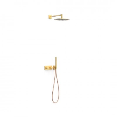 Tres B-System zestaw prysznicowy termostatyczny podtynkowy deszczownica 30 cm złoty mat 30735204OM