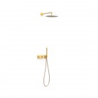 Tres B-System zestaw prysznicowy termostatyczny podtynkowy deszczownica 30 cm złoty mat 30735204OM