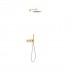 Tres B-System zestaw prysznicowy termostatyczny podtynkowy deszczownica 30 cm złoty mat 30735204OM