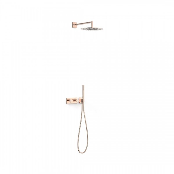 Tres B-System zestaw prysznicowy termostatyczny podtynkowy deszczownica 30 cm złoto różowe 30735204OP