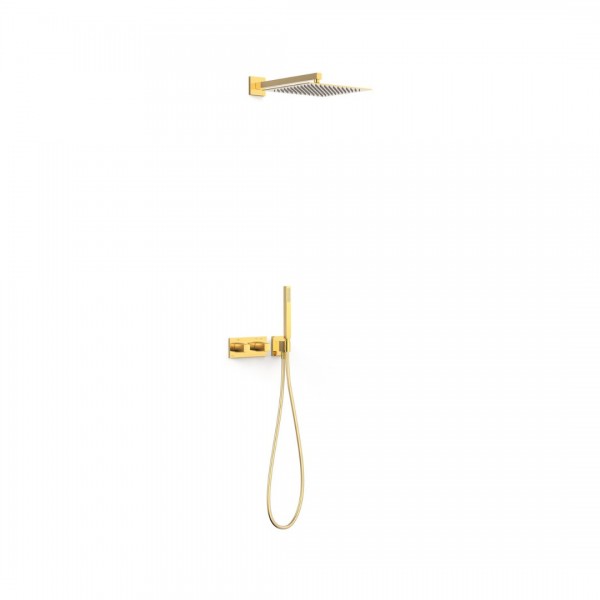 Tres B-System zestaw prysznicowy termostatyczny podtynkowy deszczownica 30 cm złoty połysk 30725204OR