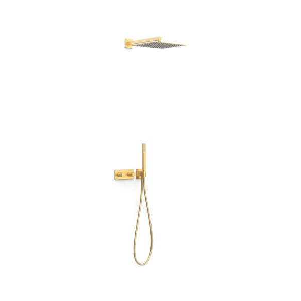 Tres B-System zestaw prysznicowy termostatyczny podtynkowy deszczownica 30 cm złoty mat 30725204OM