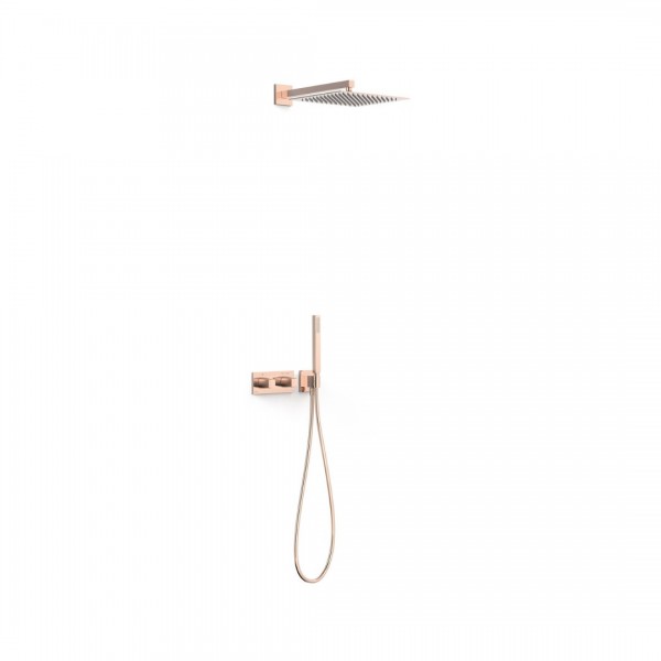 Tres B-System zestaw prysznicowy termostatyczny podtynkowy deszczownica 30 cm złoto różowe 30725204OP