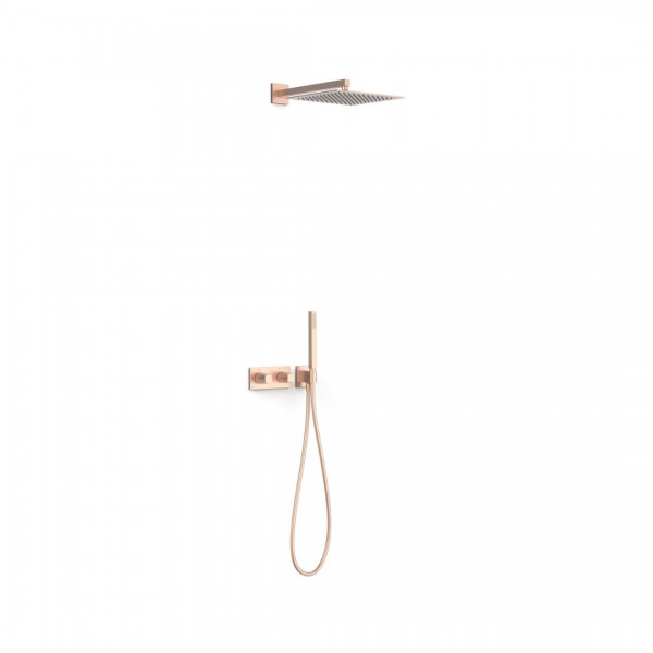 Tres B-System zestaw prysznicowy termostatyczny podtynkowy deszczownica 30 cm złoto różowe mat 30725204OPM