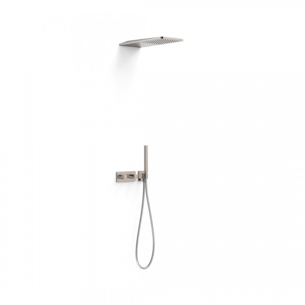 Tres B-System zestaw prysznicowy termostatyczny podtynkowy deszczownica 21x55 cm stal 30725205AC