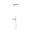 Tres B-System zestaw prysznicowy termostatyczny podtynkowy deszczownica 21x55 cm złoto różowe mat 30725205OPM