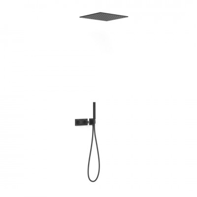 Tres B-System zestaw prysznicowy termostatyczny podtynkowy deszczownica 40,5 cm czarny mat 30725206NM