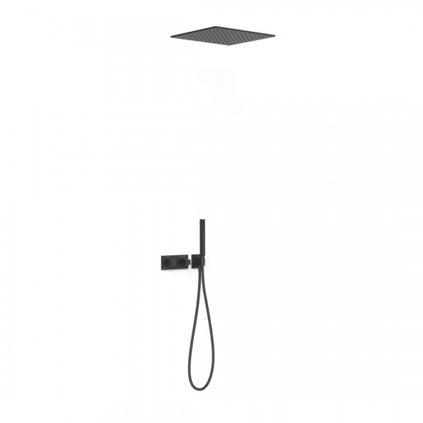 Tres B-System zestaw prysznicowy termostatyczny podtynkowy deszczownica 40,5 cm czarny mat 30725206NM