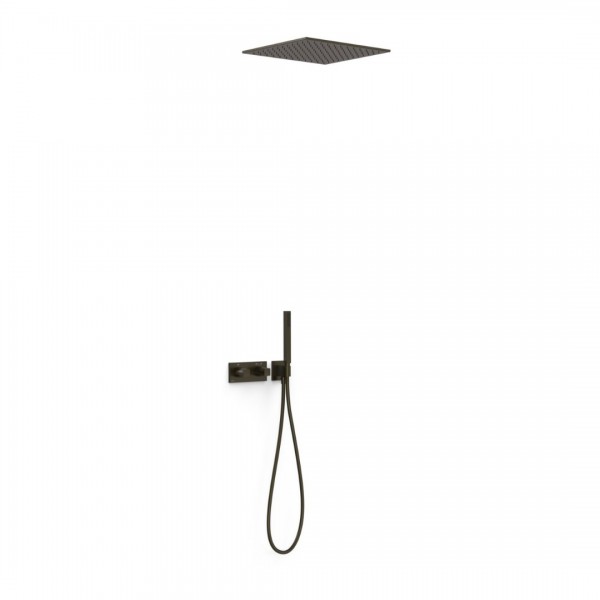 Tres B-System zestaw prysznicowy termostatyczny podtynkowy deszczownica 40,5 cm czarny brąz 30725206KMB