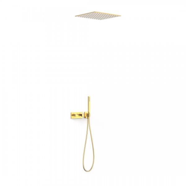 Tres B-System zestaw prysznicowy termostatyczny podtynkowy deszczownica 40,5 cm złoty połysk 30725206OR