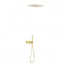 Tres B-System zestaw prysznicowy termostatyczny podtynkowy deszczownica 40,5 cm złoty połysk 30725206OR