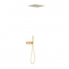 Tres B-System zestaw prysznicowy termostatyczny podtynkowy deszczownica 40,5 cm złoty mat 30725206OM