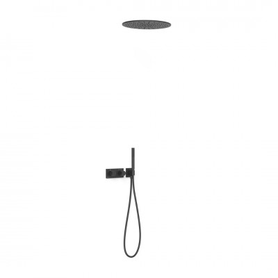 Tres B-System zestaw prysznicowy termostatyczny podtynkowy deszczownica 40,5 cm czarny mat 30735206NM
