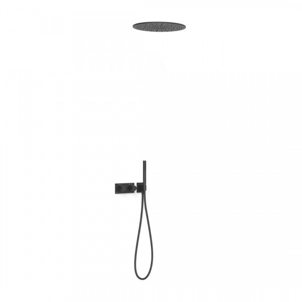 Tres B-System zestaw prysznicowy termostatyczny podtynkowy deszczownica 40,5 cm czarny mat 30735206NM