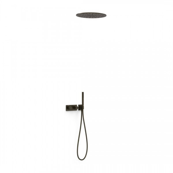Tres B-System zestaw prysznicowy termostatyczny podtynkowy deszczownica 40,5 cm czarny brąz 30735206KMB