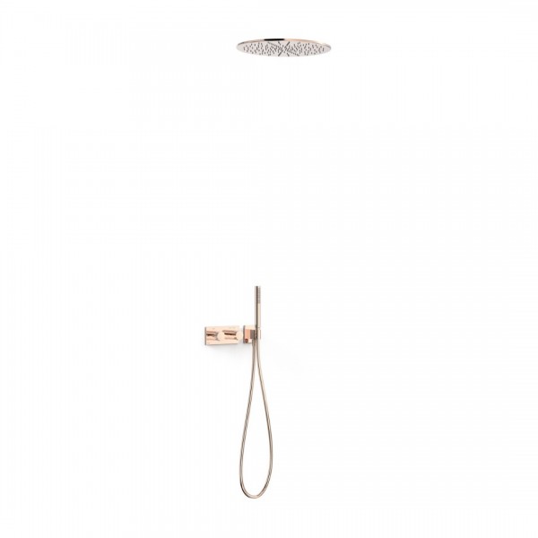 Tres B-System zestaw prysznicowy termostatyczny podtynkowy deszczownica 40,5 cm złoto różowe 30735206OP