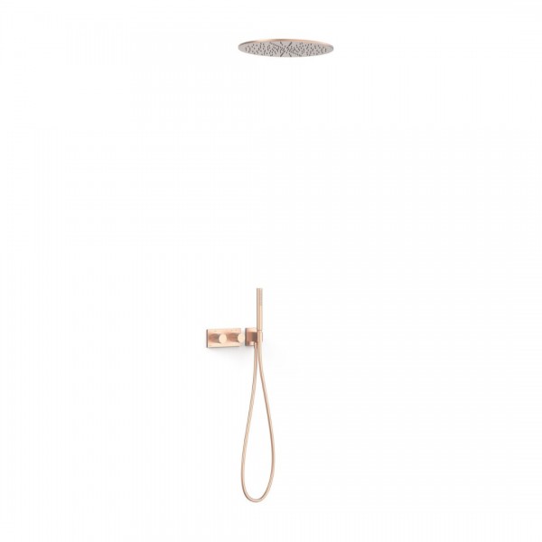Tres B-System zestaw prysznicowy termostatyczny podtynkowy deszczownica 40,5 cm złoto różowe mat 30735206OPM