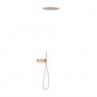 Tres B-System zestaw prysznicowy termostatyczny podtynkowy deszczownica 40,5 cm złoto różowe mat 30735206OPM