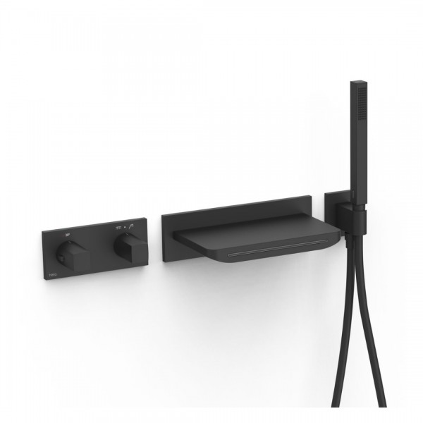 Tres B-System zestaw wannowy termostatyczny podtynkowy czarny mat 30725207NM