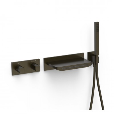 Tres B-System zestaw wannowy termostatyczny podtynkowy czarny brąz 30725207KMB