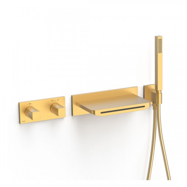 Tres B-System zestaw wannowy termostatyczny podtynkowy złoty mat 30725207OM