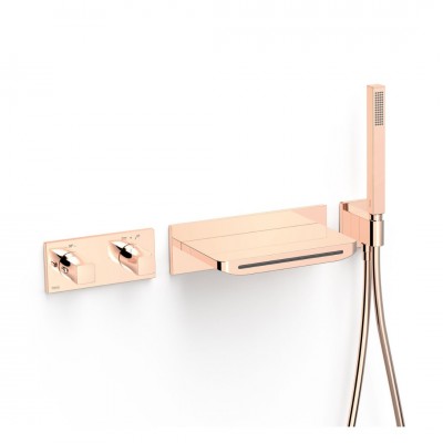 Tres B-System zestaw wannowy termostatyczny podtynkowy złoto różowe 30725207OP