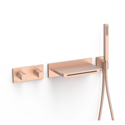 Tres B-System zestaw wannowy termostatyczny podtynkowy złoto różowe mat 30725207OPM