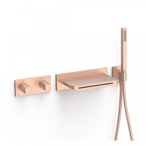 Tres B-System zestaw wannowy termostatyczny podtynkowy złoto różowe mat 30725207OPM