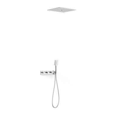Tres B-System zestaw prysznicowy termostatyczny podtynkowy deszczownica 40,5 cm chrom 30725306