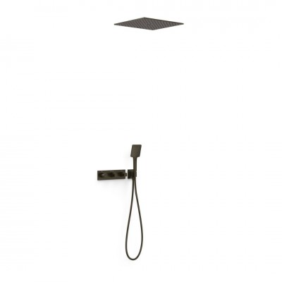 Tres B-System zestaw prysznicowy termostatyczny podtynkowy deszczownica 40,5 cm czarny brąz 30725306KMB