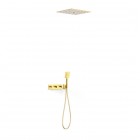 Tres B-System zestaw prysznicowy termostatyczny podtynkowy deszczownica 40,5 cm złoty połysk 30725306OR
