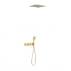 Tres B-System zestaw prysznicowy termostatyczny podtynkowy deszczownica 40,5 cm złoty mat 30725306OM