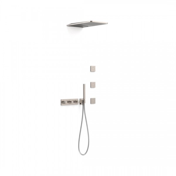Tres B-System zestaw prysznicowy termostatyczny podtynkowy deszczownica 28x55 cm stal 30725405AC