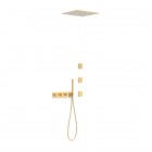 Tres B-System zestaw prysznicowy termostatyczny podtynkowy deszczownica 40,5 cm złoty mat 30725406OM