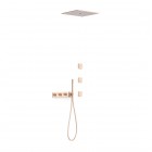 Tres B-System zestaw prysznicowy termostatyczny podtynkowy deszczownica 40,5 cm złoto różowe mat 30725406OPM