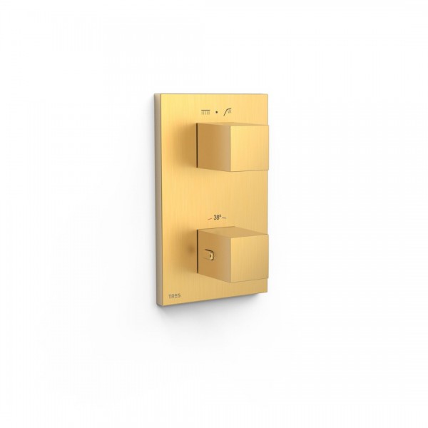 Tres Therm-Box bateria wannowo-prysznicowa termostatyczna podtynkowa złoty mat 00625001OM
