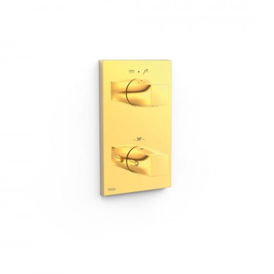 Tres Therm-Box bateria wannowo-prysznicowa termostatyczna podtynkowa złoty połysk 21125001OR