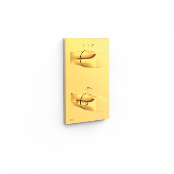 Tres Therm-Box bateria wannowo-prysznicowa termostatyczna podtynkowa złoty połysk 21125001OR