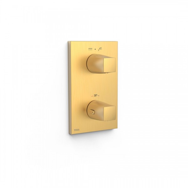 Tres Therm-Box bateria wannowo-prysznicowa termostatyczna podtynkowa złoty mat 21125001OM