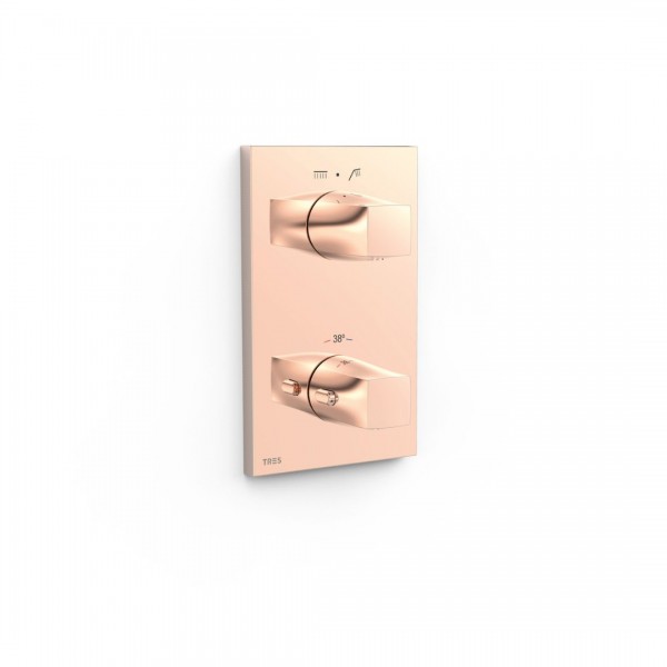 Tres Therm-Box bateria wannowo-prysznicowa termostatyczna podtynkowa złoto różowe 21125001OP